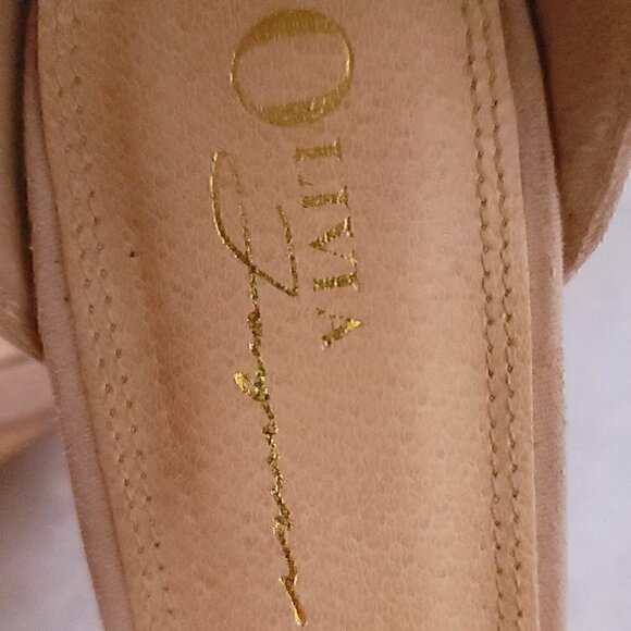Olivia Ferguson Tan Microsuede 4.5 Inch Stiletto Open Toe Shoe, Size 7.5 - Picture 10 of 10